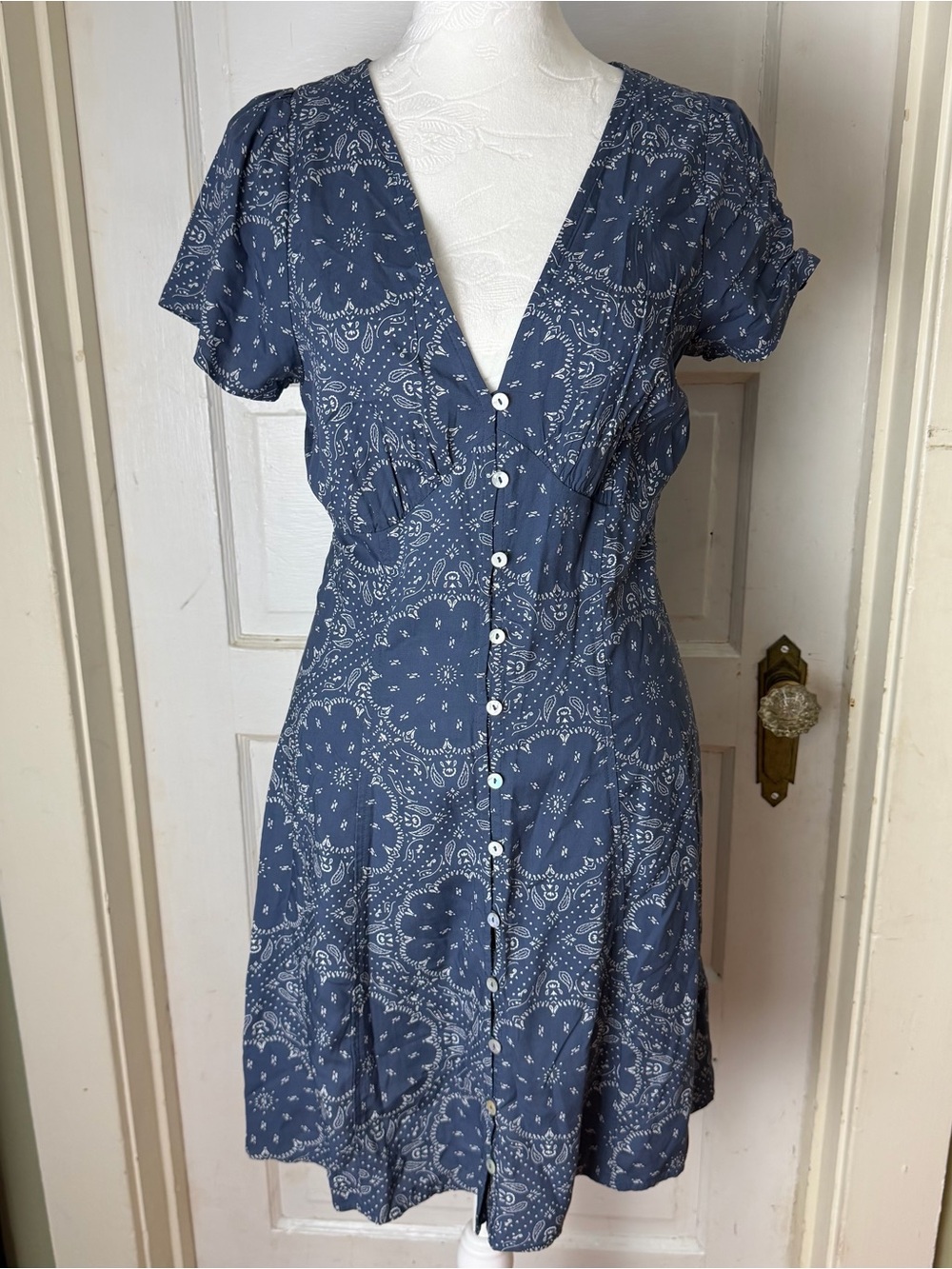 Madewell Shirred Button Front Mini Dress Cottagecore NWOT